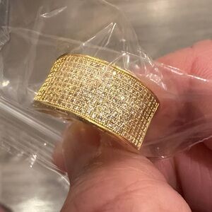 Gold Plated Band Bling Bling Ring Cubic Zirconium CZ Size 11